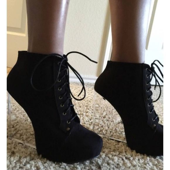 Wild Diva Lucite Wedge Bootie NWOT - Picture 1 of 5